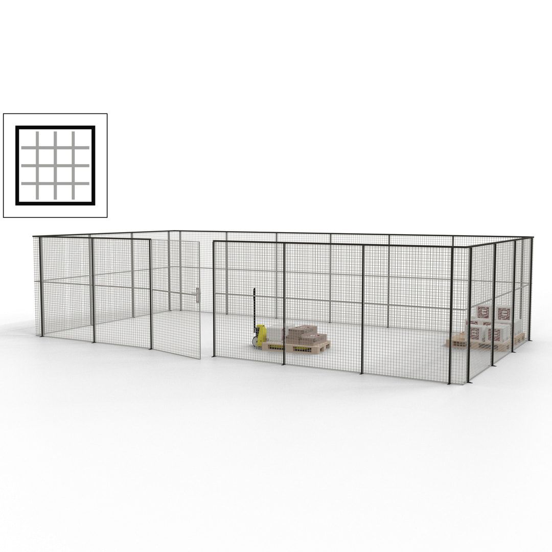 Maschinen Schutzgitter - Hallentrennwand - Sicherheitszaun - Tür - 27 m - 2.200 x 9.400 x 4.900 mm (HxBxT) - enzianblau
