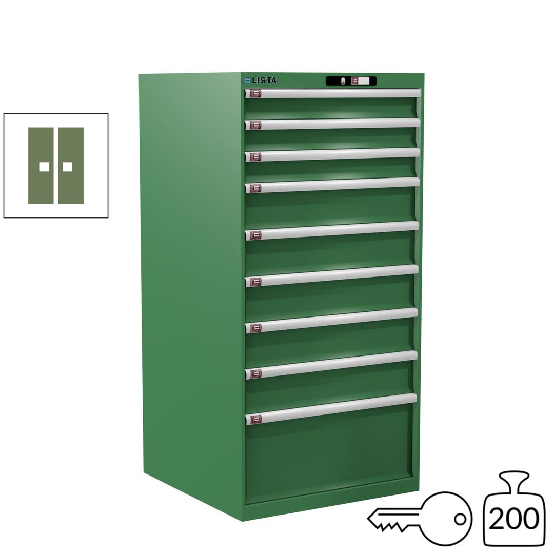 Lista Schubladenschrank - 13.106.010 - 1.450x717x725 mm (HxBxT) - 9 Schubladen - 200 kg - Key Lock - lichtblau (RAL 5012)