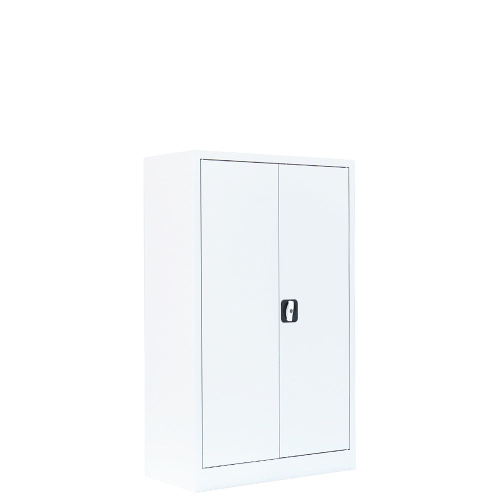 Aktenschrank, Büroschrank, abschließbar, Flügeltüren, 2 Fachböden, 1.200 x 800 x 383 mm (HxBxT), Stahl, Korpus und Türen in lichtgrau