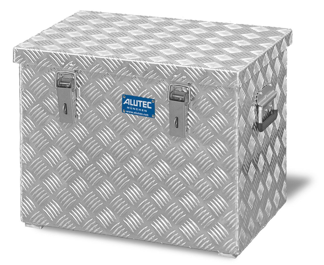 Riffelblech Aluminiumbox - Aluminiumbehälter - Transportbehälter - Griffe und Verschlüsse aus Edelstahl - 120 l Vol. - 520 x 622 x 425 mm (HxBxT)