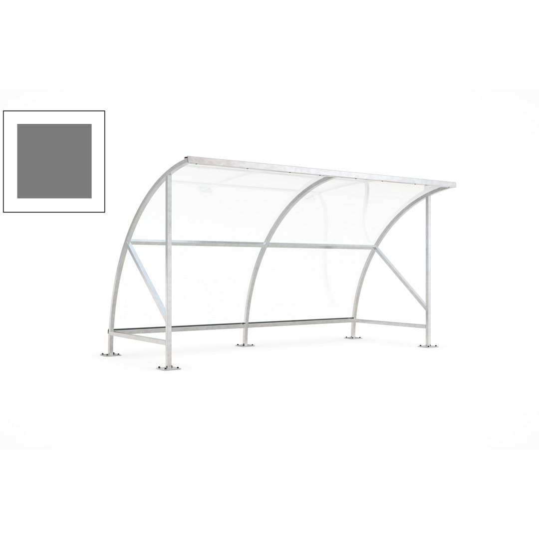 Fahrradunterstand - Fahrradgarage mit Bogendach - Stahl und Kunststoff - 2.290 x 4.130 x 2.100 mm (HxBxT) - Farbe Achatgrau
