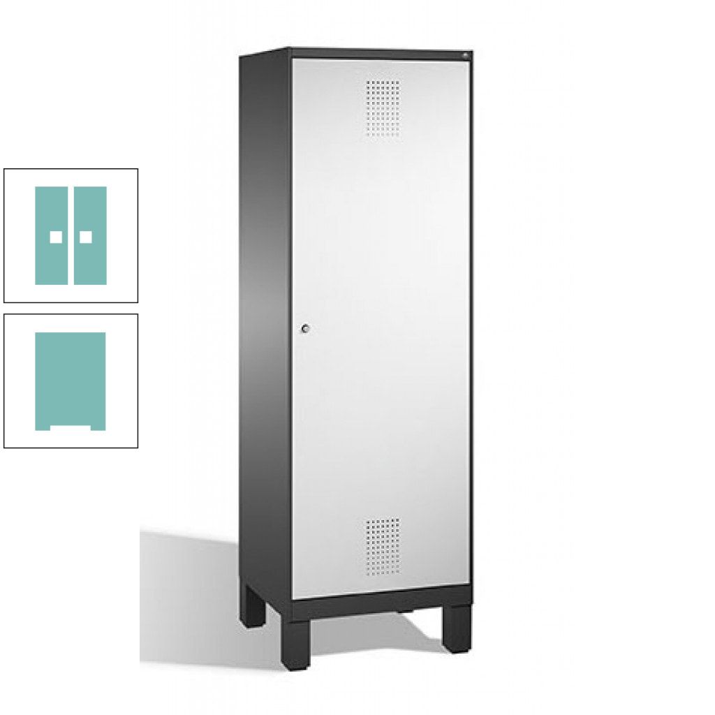 Doppel-Spind, Garderobenschrank, 1 Tür für 2 Abteile a 300 mm, Korpus anthrazitgrau, Türen anthrazitgrau, 1.850 x 600 x 500 mm (HxBxT)