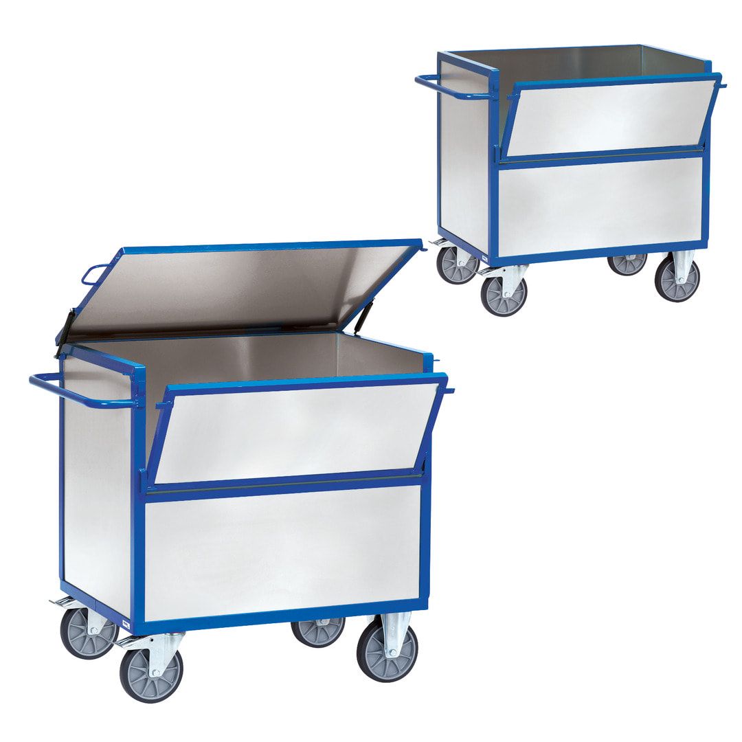 Fetra - Blechkastenwagen - 600 kg Traglast - 700 x 1.000 mm (HxB) - mit Deckel - verzinkt