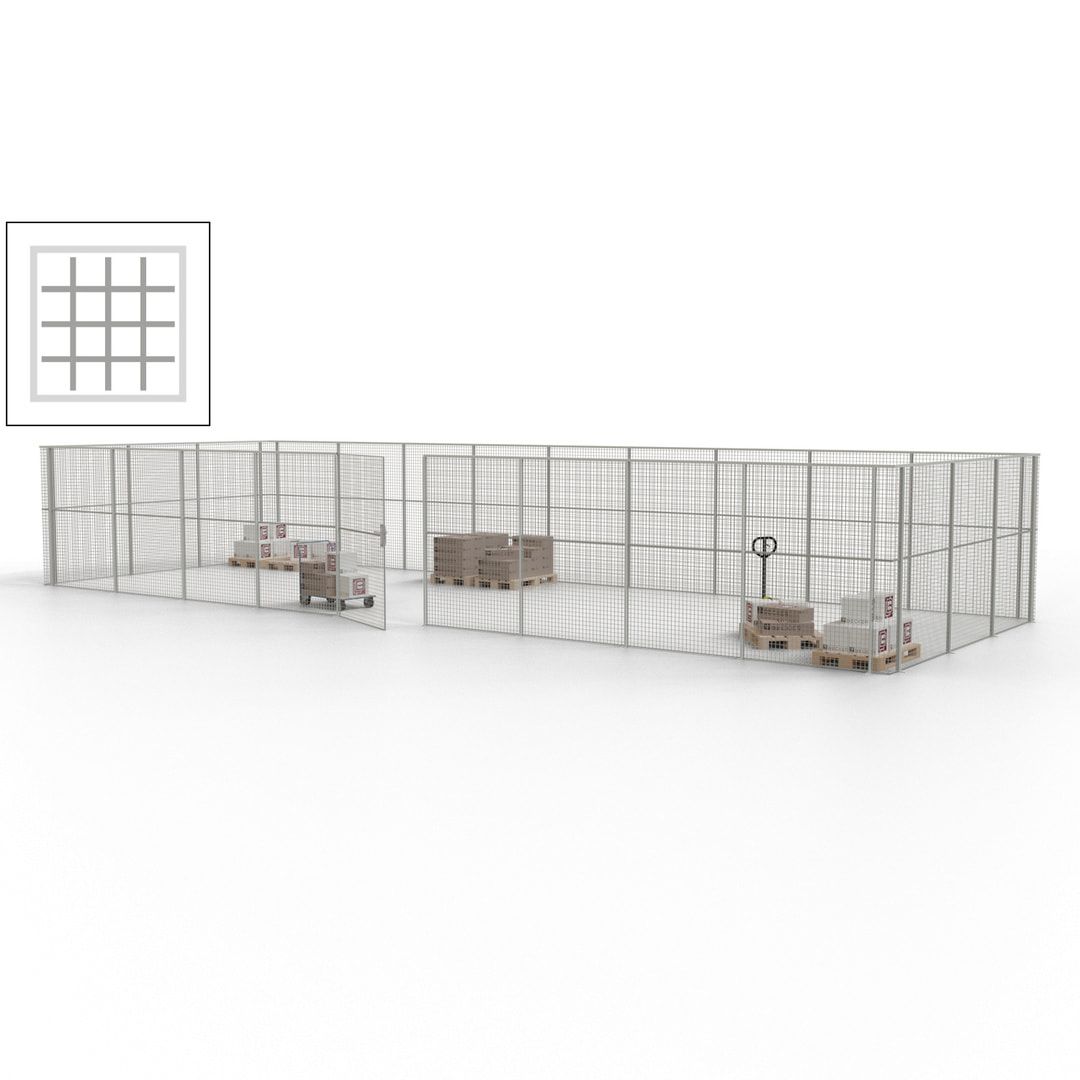 Maschinen Schutzgitter - Hallentrennwand - Sicherheitszaun - Tür - 36 m - 2.200 x 13.900 x 4.900 mm (HxBxT) - enzianblau