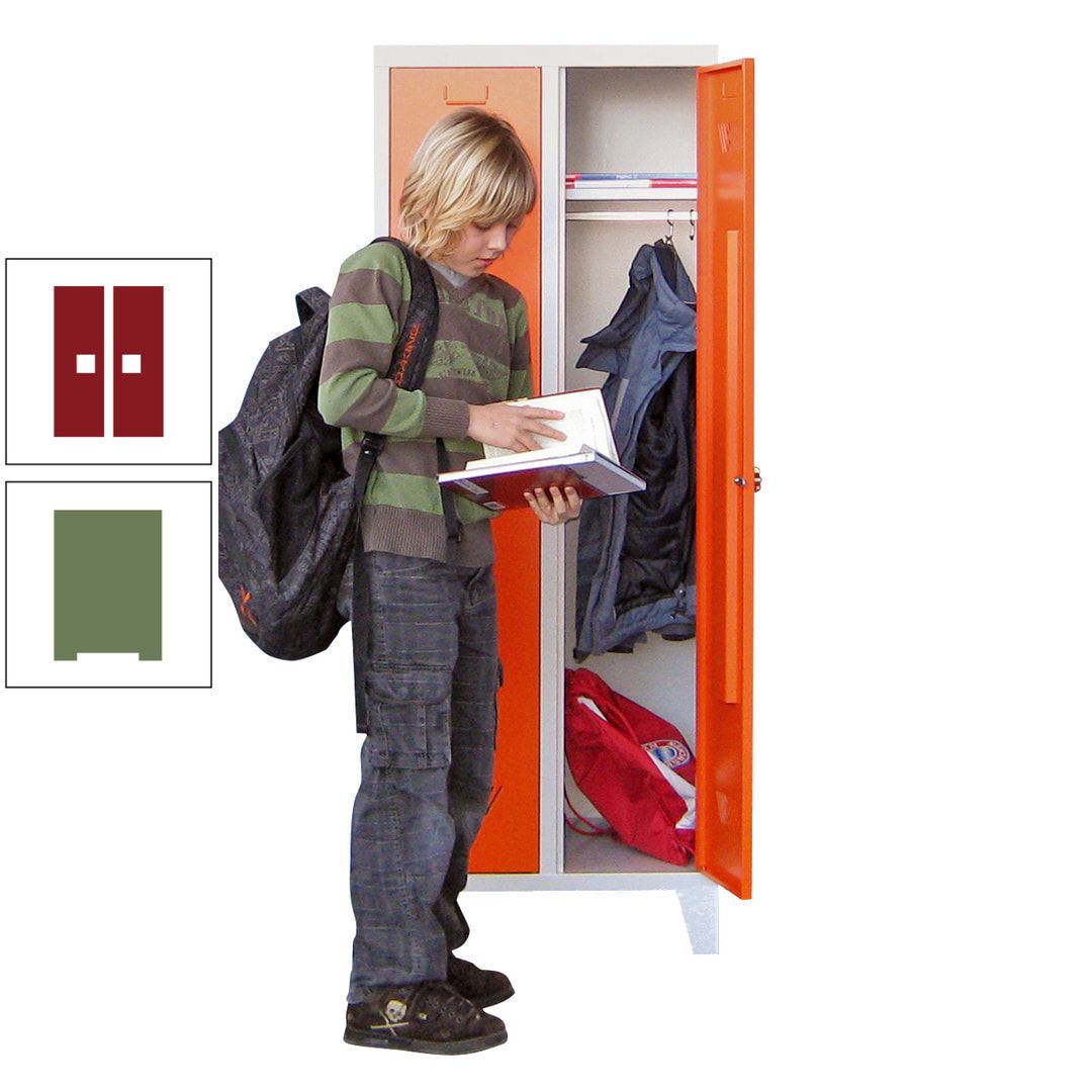 Spindschrank f. Schulen - mit Füßen - Höhe 1.600 mm - 3 Abteile a 300 mm - Drehriegel - anthrazitgrau