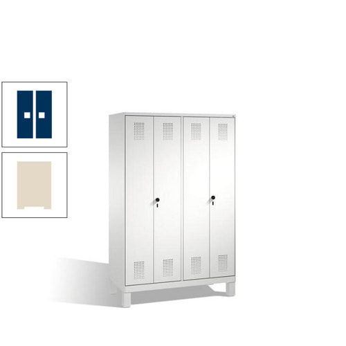 Doppel-Spind, Doppeltüren, Garderobenschrank mit Füßen, 4 Abteile a 300 mm, Korpus anthrazitgrau, Tür anthrazitgrau, 1.850 x 1.200 x 500 mm (HxBxT)