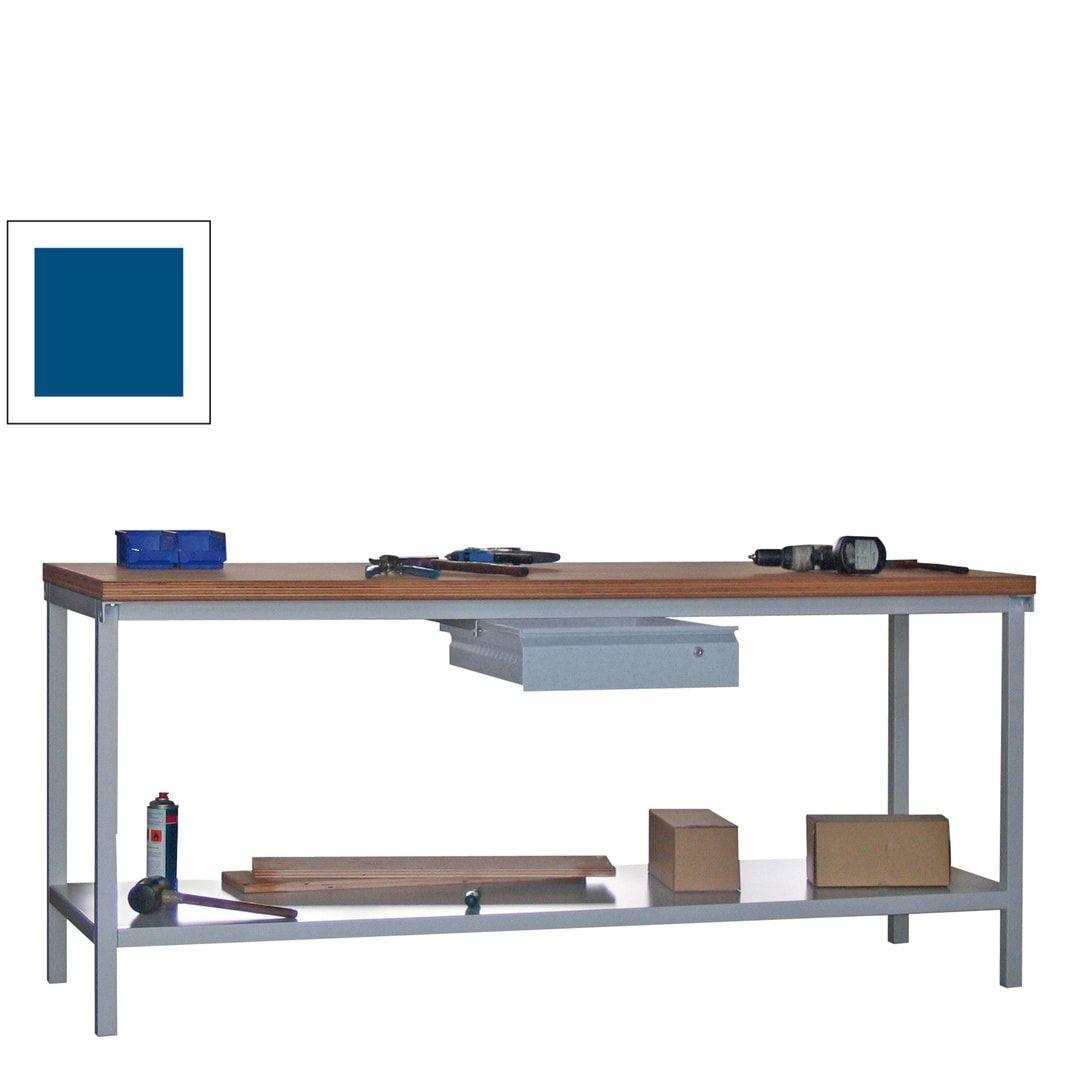 Werkbank mit Ablageboden - 1 Schublade - 900 x 2.000 x 700 mm (HxBxT) - Traglast 1.400 kg - anthrazitgrau