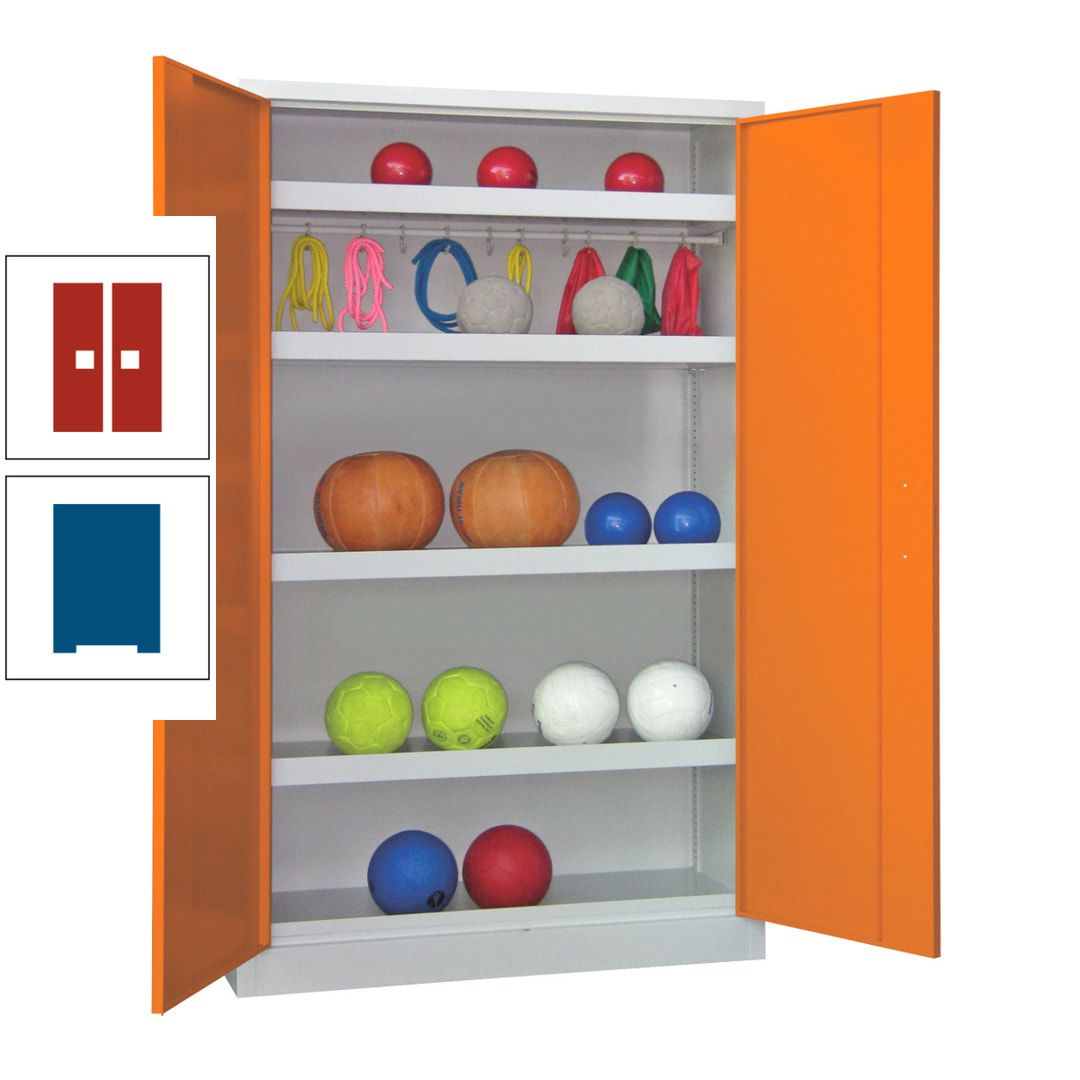 Ballschrank - Vollblechtüren - 4 Böden - 1 Hakenleiste - 1.950x1.200x500 mm (HxBxT) - anthrazitgrau