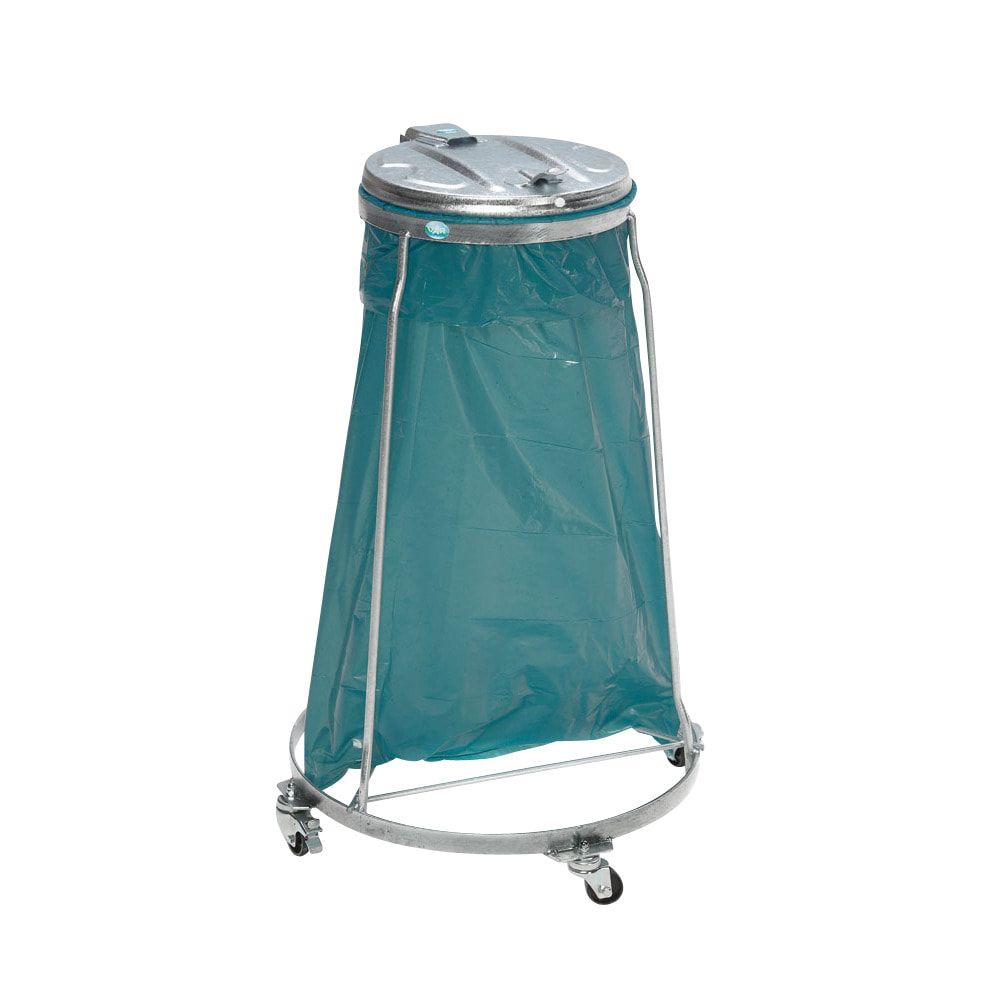 Müllsackständer - fahrbar - für 1 Kunststoffsack - 980 x 640 x 640 mm (HxBxT) - verzinkt