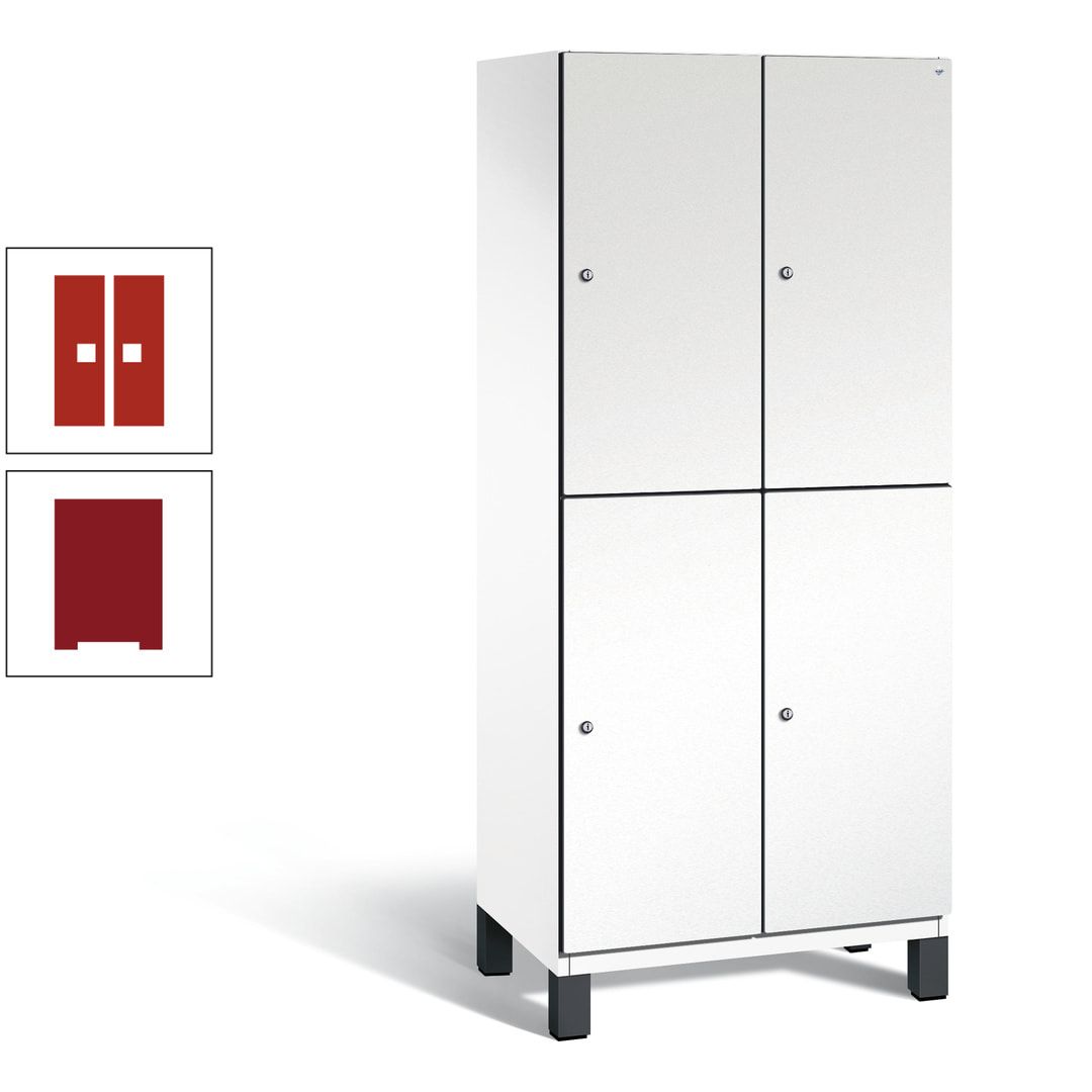 Fächerschrank, Stahlschrank, doppelstöckig, 4 Fächer, Füße, Korpus anthrazitgrau, Tür anthrazitgrau, 1.980 x 800 x 525 mm (HxBxT)