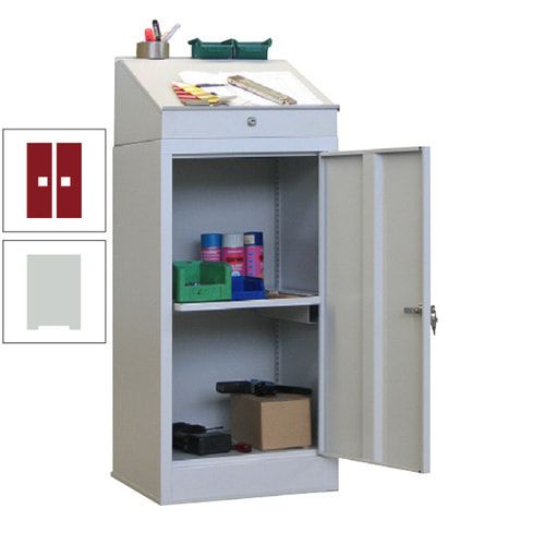 Stehpult mit Schrank - Vollblechtür - Zylinderschloss - 1 Ausziehboden - 1.270x500x500 mm (HxBxT) - anthrazitgrau