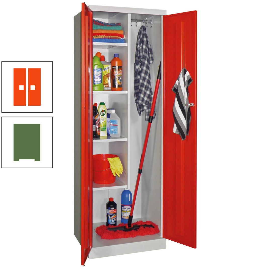 Putzschrank mit Sockel - 1 Abteil mit Trennwand - 1.800x600x500 mm (HxBxT) - Zylinderschloss - anthrazitgrau