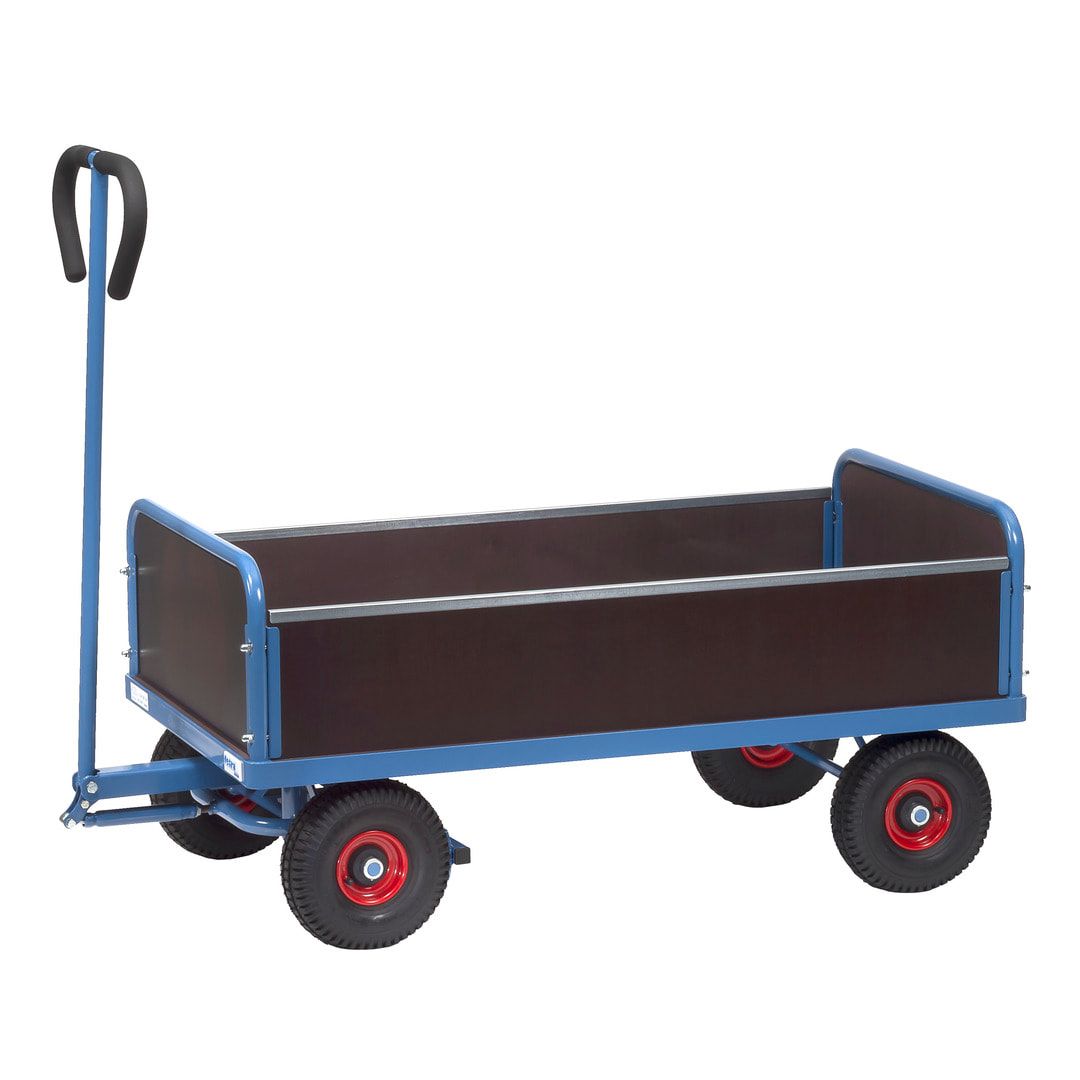 Fetra Handwagen - Traglast 400 kg - Ladefläche 545 x 945 mm - Vier Wände, fest - Vollgummireifen