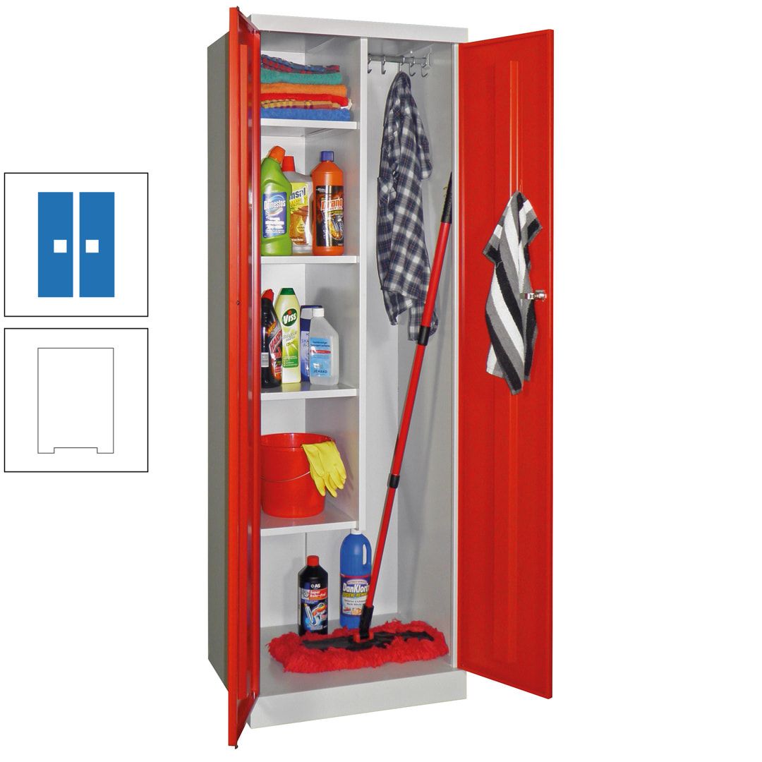 Putzschrank mit Sockel - 1 Abteil mit Trennwand - 1.800x600x500 mm (HxBxT) - Zylinderschloss - anthrazitgrau