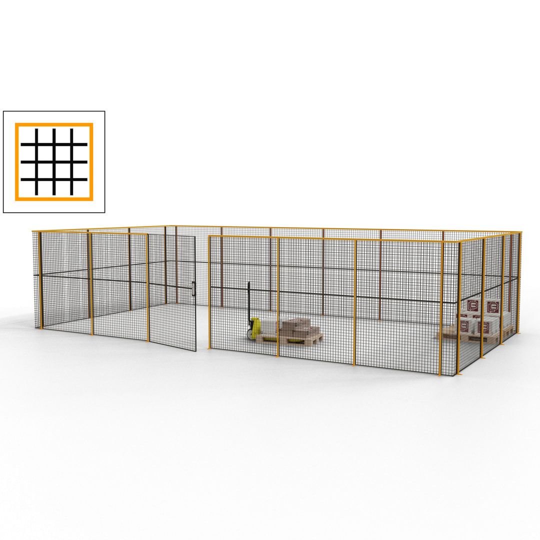 Maschinen Schutzgitter - Hallentrennwand - Sicherheitszaun - Tür - 27 m - 2.200 x 9.400 x 4.900 mm (HxBxT) - enzianblau