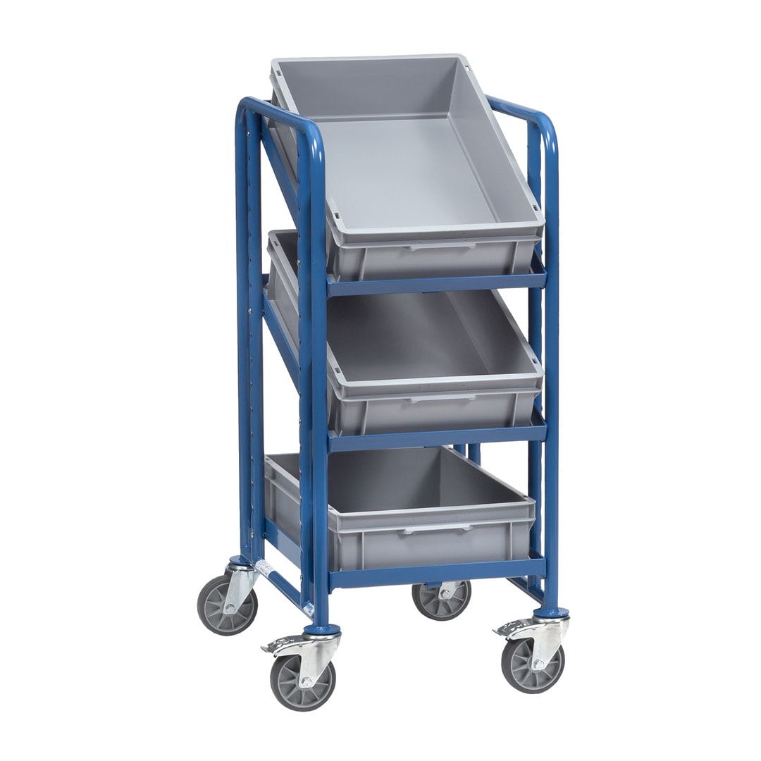Fetra - Etagenwagen für 3 Eurokästen - 250 kg - 1.101 x 525 x 666 mm (HxBxT)