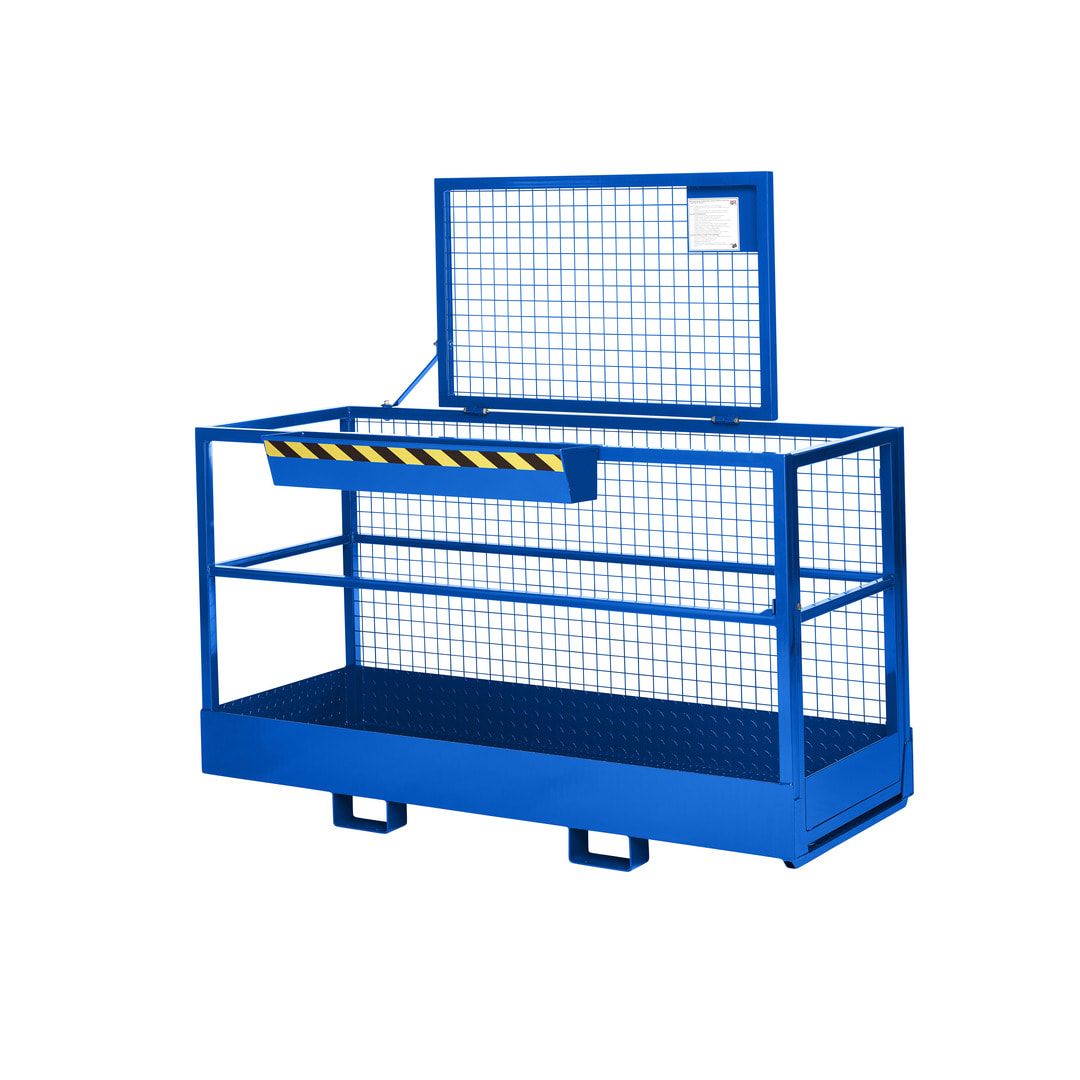 Arbeitsbühne für Stapler und Frontlader - Arbeitskorb - Montagebühne - Extra breit - Traglast 300 kg - 1.910 x 2.000 x 800 mm (HxBxT) - anthrazitgrau
