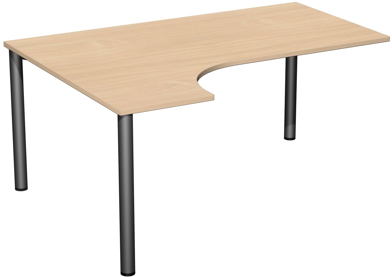 Eckschreibtisch - Ecke links - 4-Fuß Flex - 720 x 1.600 x 1.200 mm (HxBxT) - Gestell anthrazit - Ahorn