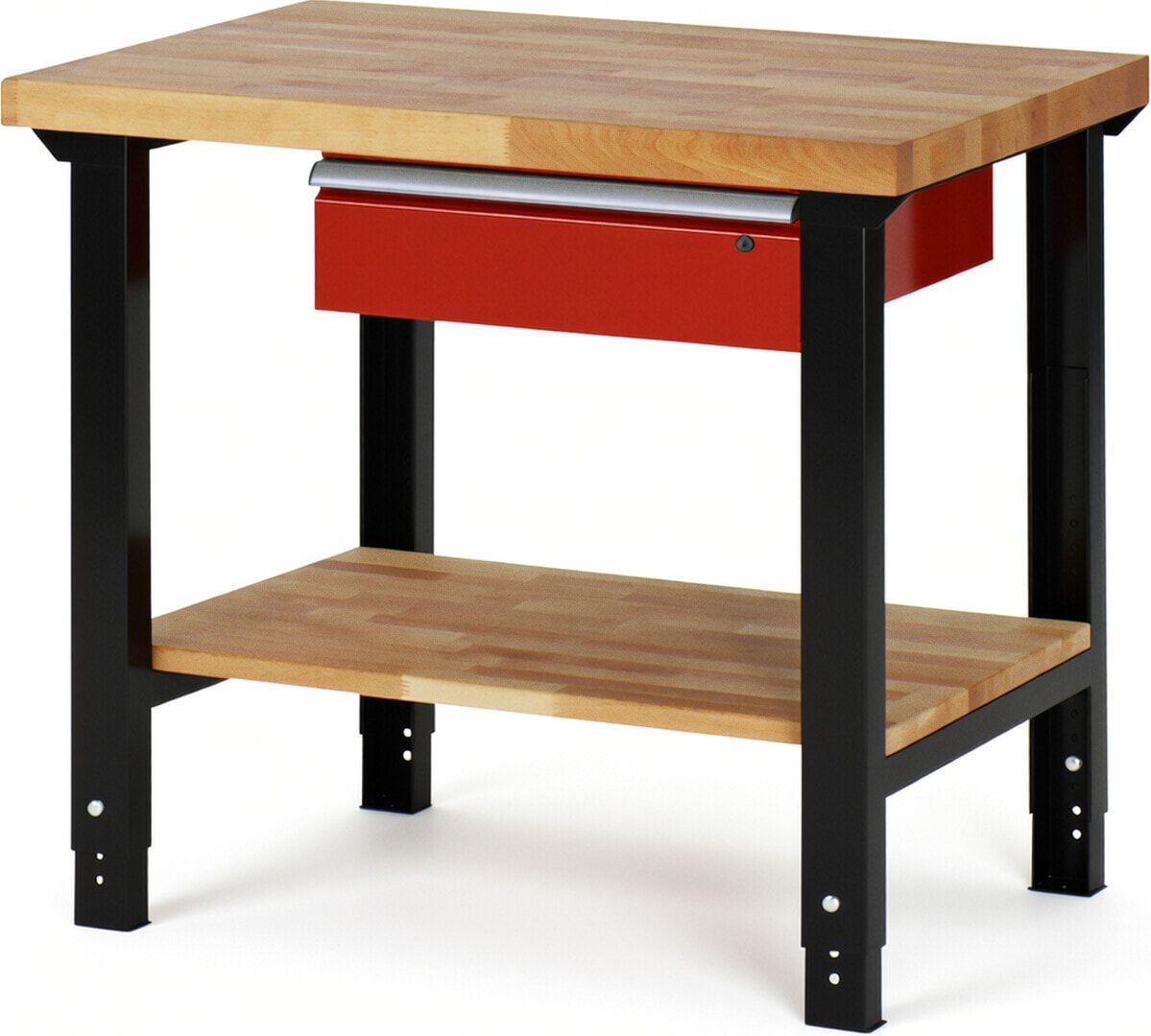 Werkbank mit Ablage - 1 Schublade - 150:1 - höhenverstellbar 790 - 1.140 mm - 1.000 x 700 mm (BxT) - 750 kg - Buche - Anthrazitgrau