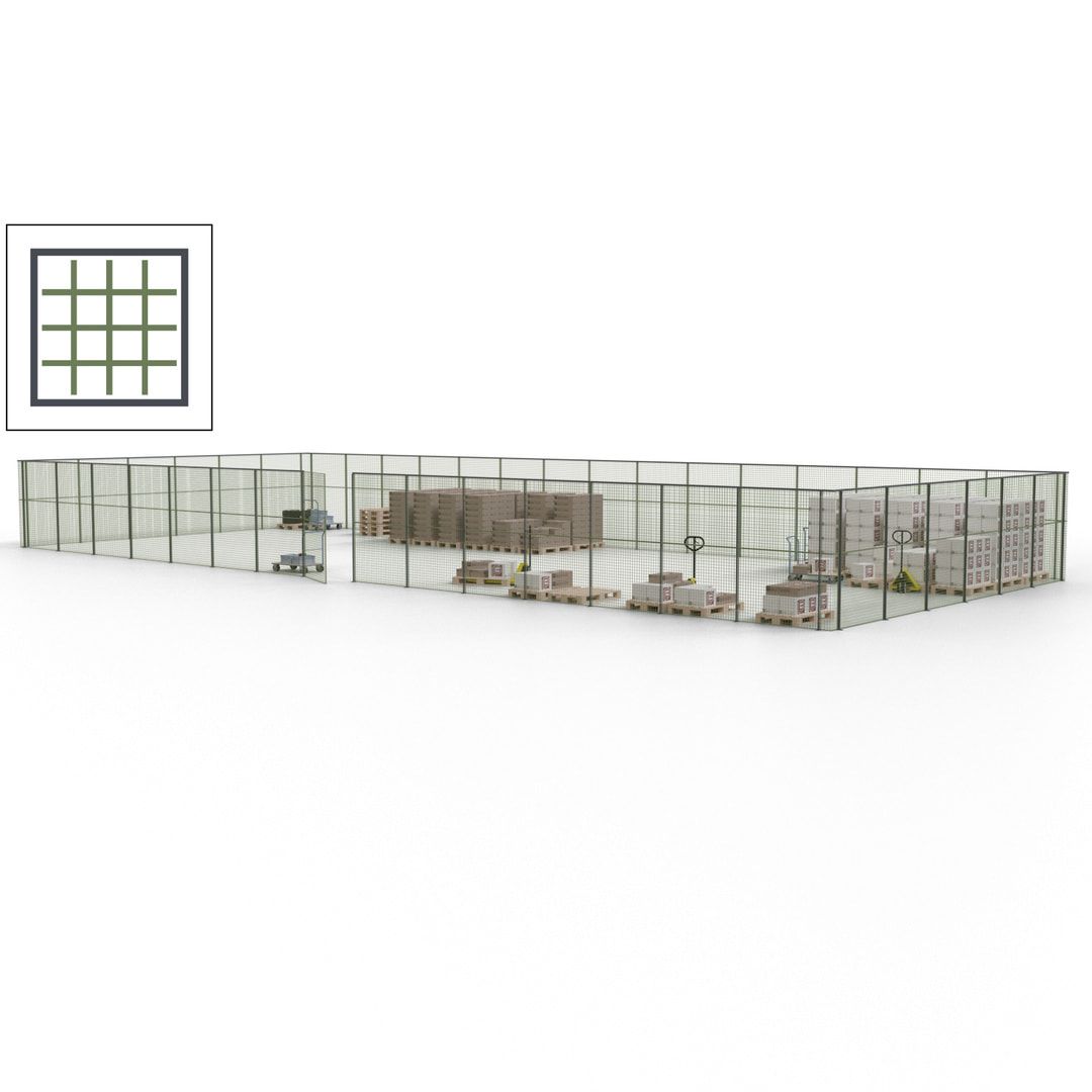 Maschinen Schutzgitter - Hallentrennwand - Sicherheitszaun - Tür - 63 m - 2.200 x 22.900 x 9.400 mm (HxBxT) - enzianblau