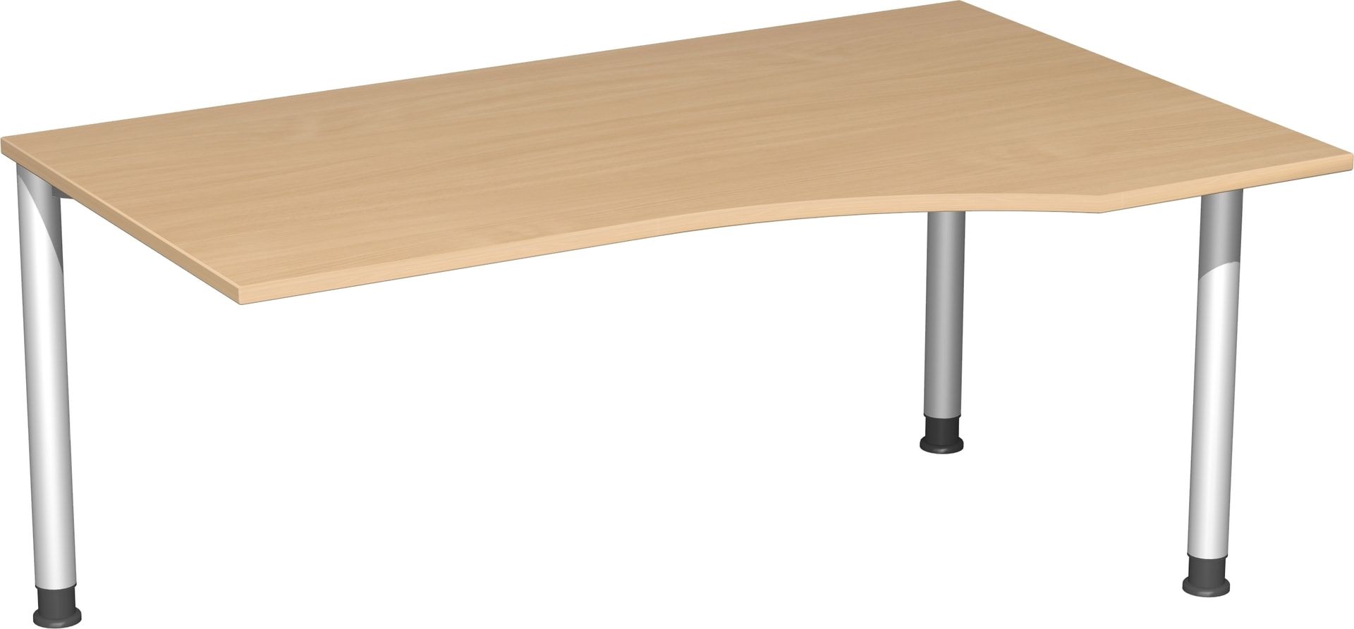 Eckschreibtisch mit einseitig verkürzten Füßen, 4-Fuß Flex, Ecke rechts, Höhe 680-800 mm, 1.600 x 1.000 mm (BxT), Gestell anthrazit, Ahorn