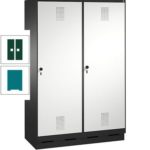 Doppel-Spind, Garderobenschrank, 2 Türen für 4 Abteile a 300 mm, Korpus anthrazitgrau, Türen anthrazitgrau, 1.800 x 1.200 x 500 mm (HxBxT)