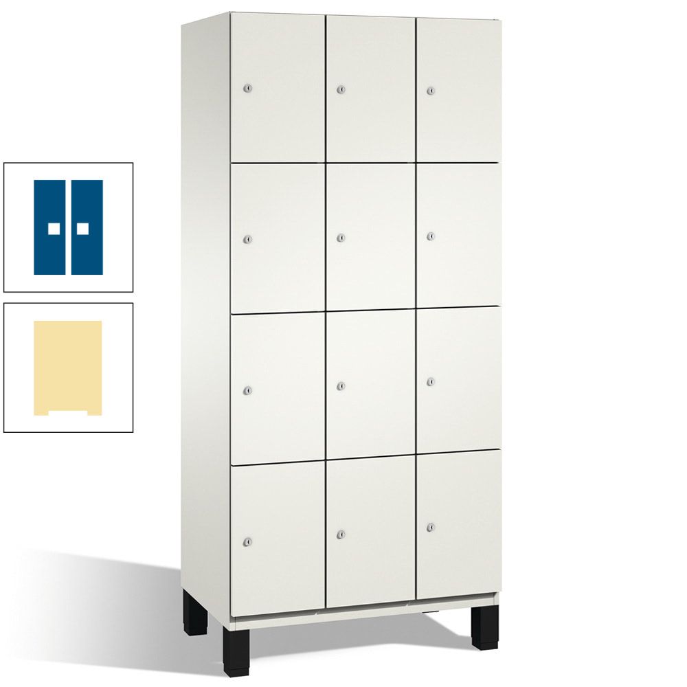 Fächerschrank, Stahlschrank, 12 Fächer, Türöffnungsbegrenzer, mit Füßen, Korpus lichtgrau, Tür anthrazitgrau, 1.980 x 900 x 525 mm (HxBxT)