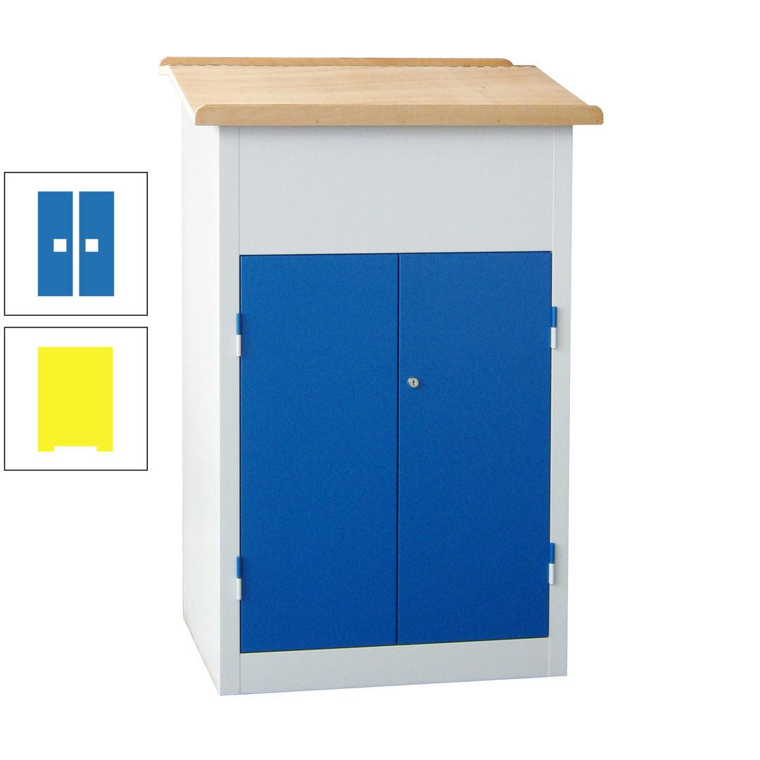 Stehpult mit Schrank - Vollblechtür - Zylinderschloss - 2 Böden - 1.200 x 700 x 600 mm (HxBxT) - anthrazitgrau