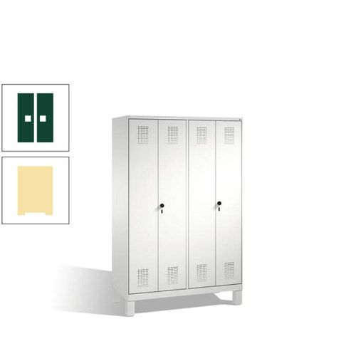 Doppel-Spind, Doppeltüren, Garderobenschrank mit Füßen, 4 Abteile a 300 mm, Korpus anthrazitgrau, Tür anthrazitgrau, 1.850 x 1.200 x 500 mm (HxBxT)