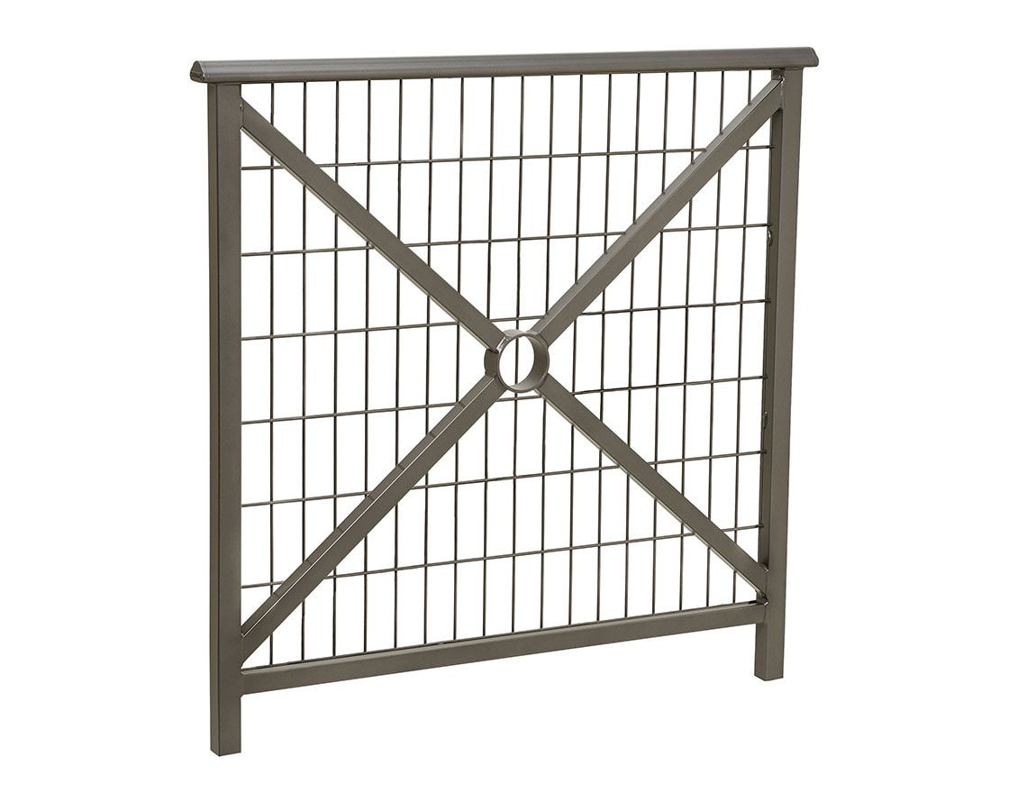 Geländer Kreuz und Gitter - 1.000 x 1.000 mm - abgerundeter Handlauf - Farbe enzianblau - Außengeländer Systemgeländer