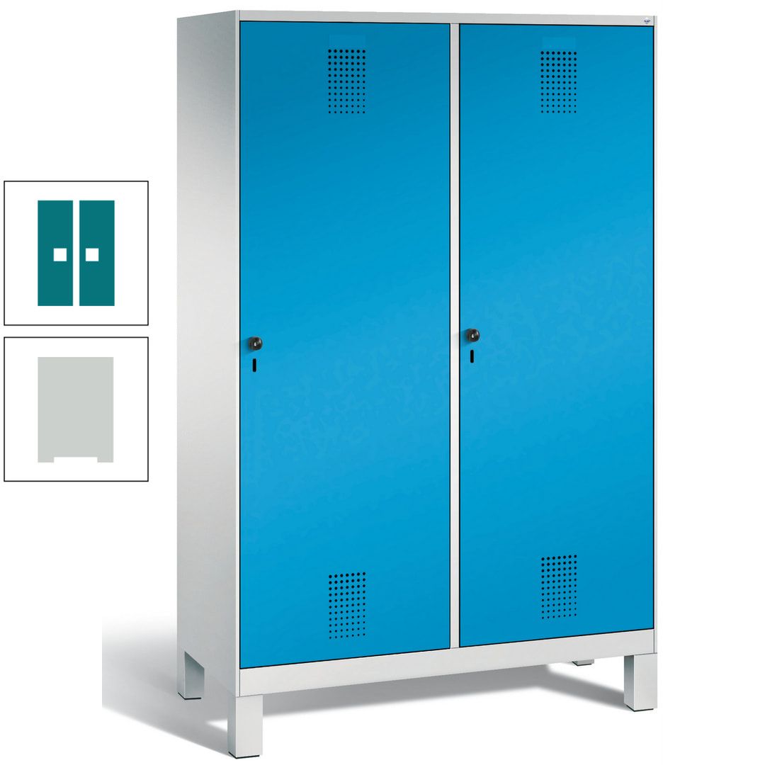 Doppel-Spind, Garderobenschrank, 2 Türen für 4 Abteile a 300 mm, Korpus anthrazitgrau, Türen anthrazitgrau, 1.850 x 1.200 x 500 mm (HxBxT)
