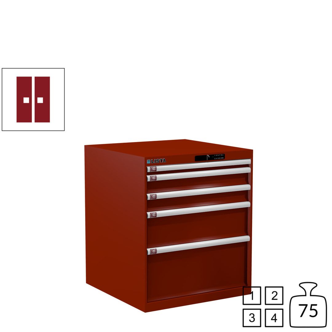 Lista Schubladenschrank - 14.411.010 - 850x717x725 mm (HxBxT) - 5 Schubladen - 75 kg - Key Lock - lichtblau (RAL 5012)