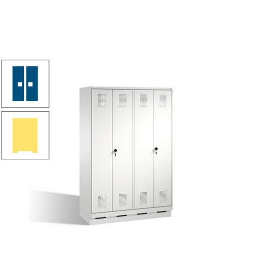 Doppel-Spind, Doppeltüren, Garderobenschrank mit Sockel, 4 Abteile a 300 mm, Korpus anthrazitgrau, Tür anthrazitgrau, 1.800 x 1.200 x 500 mm (HxBxT)