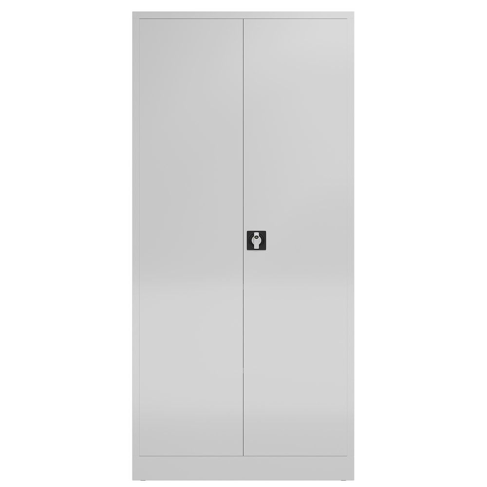 Aktenschrank, Büroschrank, abschließbar, Flügeltüren, 4 Fachböden, 1.945 x 920 x 500 mm (HxBxT), Stahl, Korpus und Türen lichtgrau