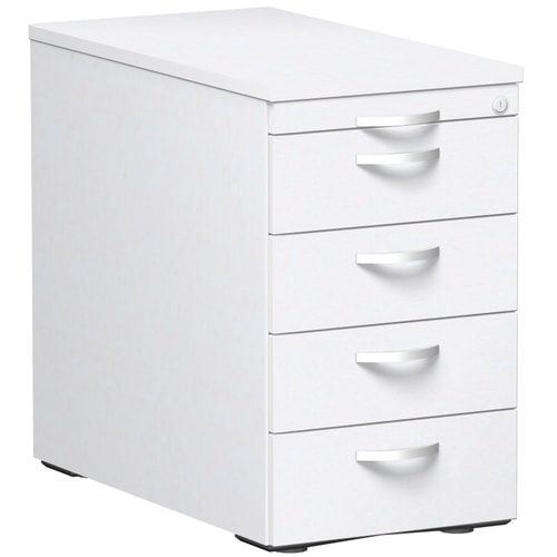Standcontainer, 4 Schubladen, Ordnungsfach, Zentralverschluss, 720 x 438 x 800 mm (HxBxT), Front Ahorn, Oberboden Ahorn, Korpus Ahorn