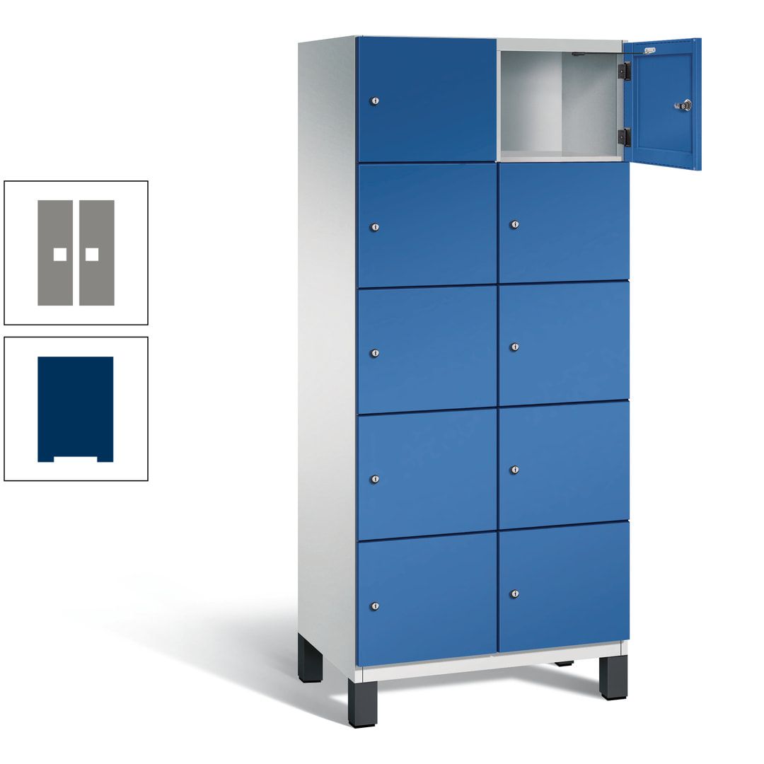 Fächerschrank, Stahlschrank, 10 Fächer, Türöffnungsbegrenzer, Füße, 1.980 x 800 x 525 mm (HxBxT), Korpus anthrazitgrau, Front anthrazitgrau