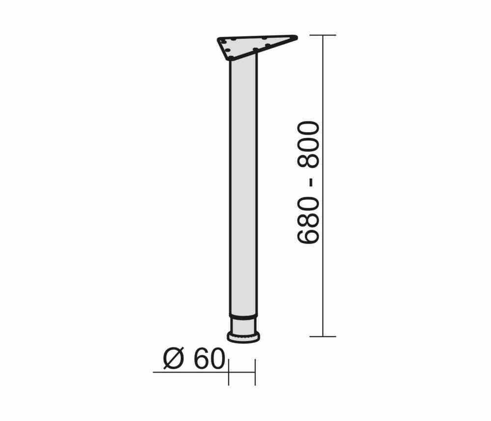 Einzelstützfuß Rundrohr, höhenverstellbar 655-775mm, Durchmesser 60mm, anthrazit