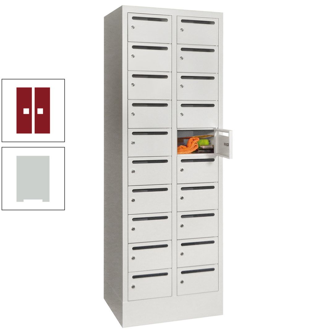 Postverteilerschrank, Schließfachschrank, 2 Abteile a 300 mm, 20 Fächer, 1.850 x 600 x 500 mm (HxBxT), Korpus anthrazitgrau, Front anthrazitgrau