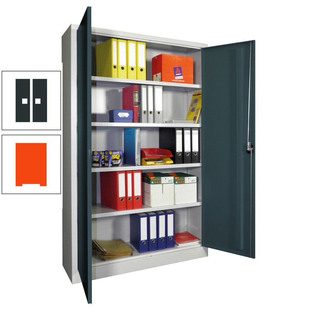 Aktenschrank - Vollblechtüren - 1.950x1.200x400 mm (HxBxT) - 4 Einlegeböden verzinkt - Zylinderschloss - anthrazitgrau