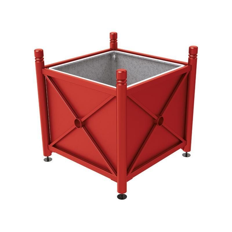 Pflanzbehälter, fvz.Stahl, innen feuerverzinkt, Verladungsgriffe, verstellbare Füße, Kopf Agora, 900 x 1.000 x 1.000 mm (HxBxT), enzianblau