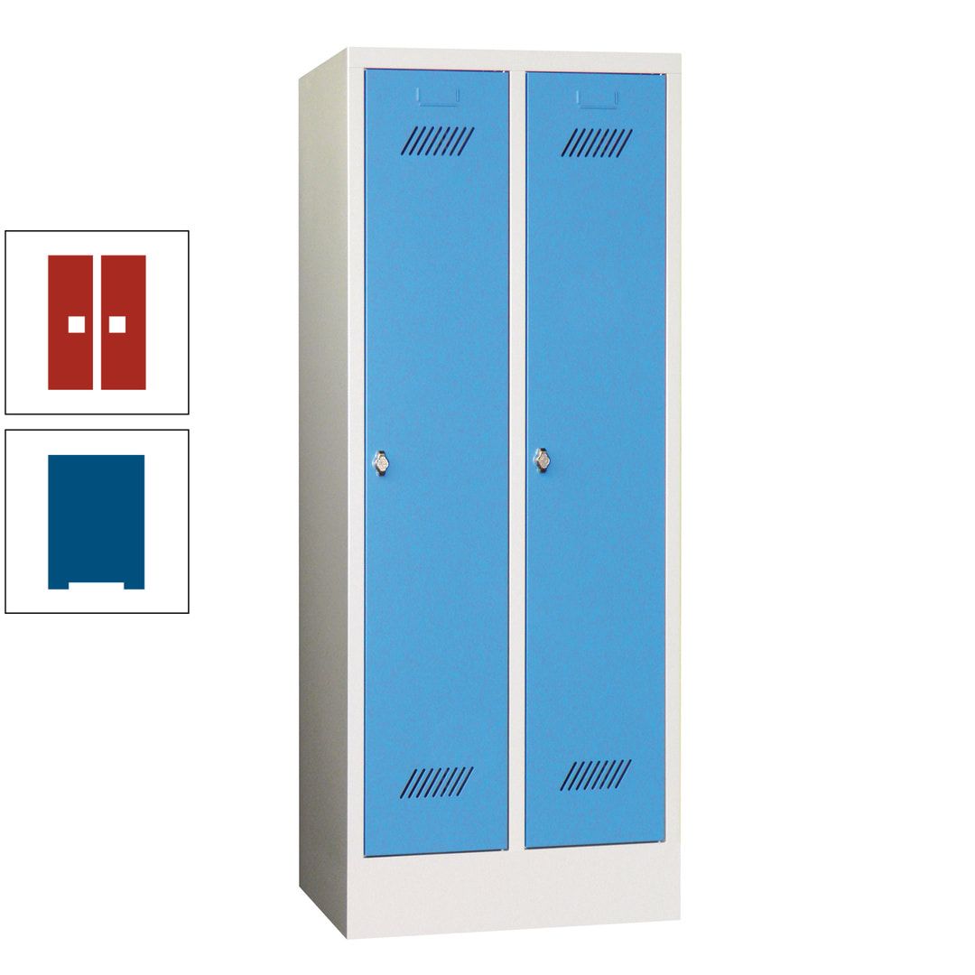 Spindschrank f. Schulen - mit Sockel - Höhe 1.600 mm - 2 Abteile a 300 mm - Drehriegel - anthrazitgrau