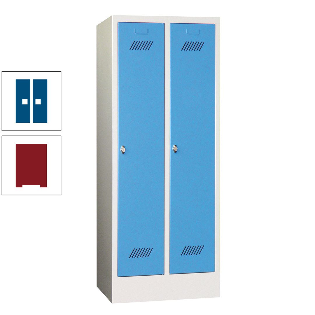 Spindschrank f. Schulen - mit Sockel - Höhe 1.600 mm - 2 Abteile a 300 mm - Drehriegel - anthrazitgrau