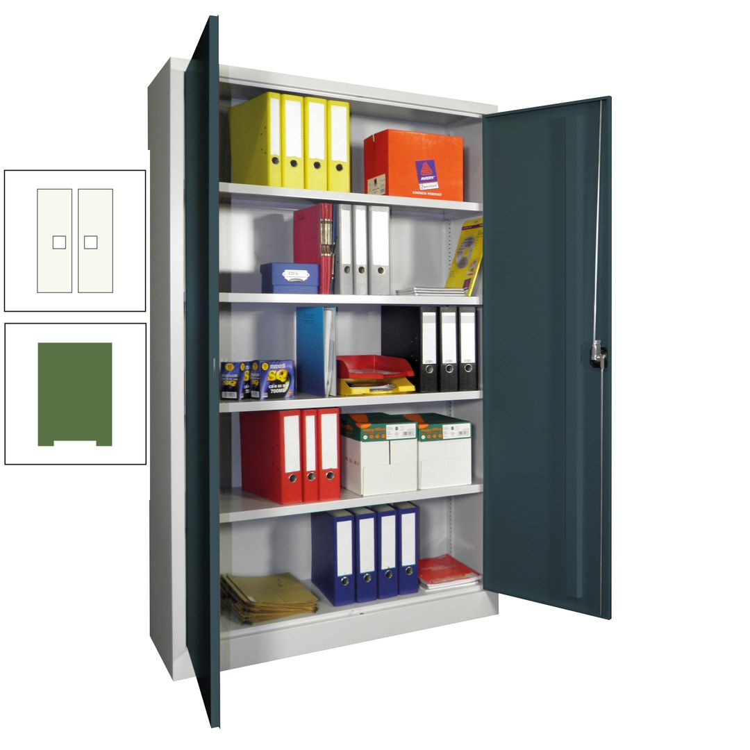 Aktenschrank - Vollblechtüren - 1.950x1.200x400 mm (HxBxT) - 4 Einlegeböden verzinkt - Zylinderschloss - anthrazitgrau
