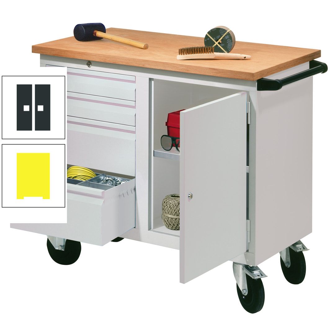 Mobile Werkbank - Werkstattwagen - 915 x 1.090 x 600 mm - 4 Schubladen und Schrankfach - anthrazitgrau