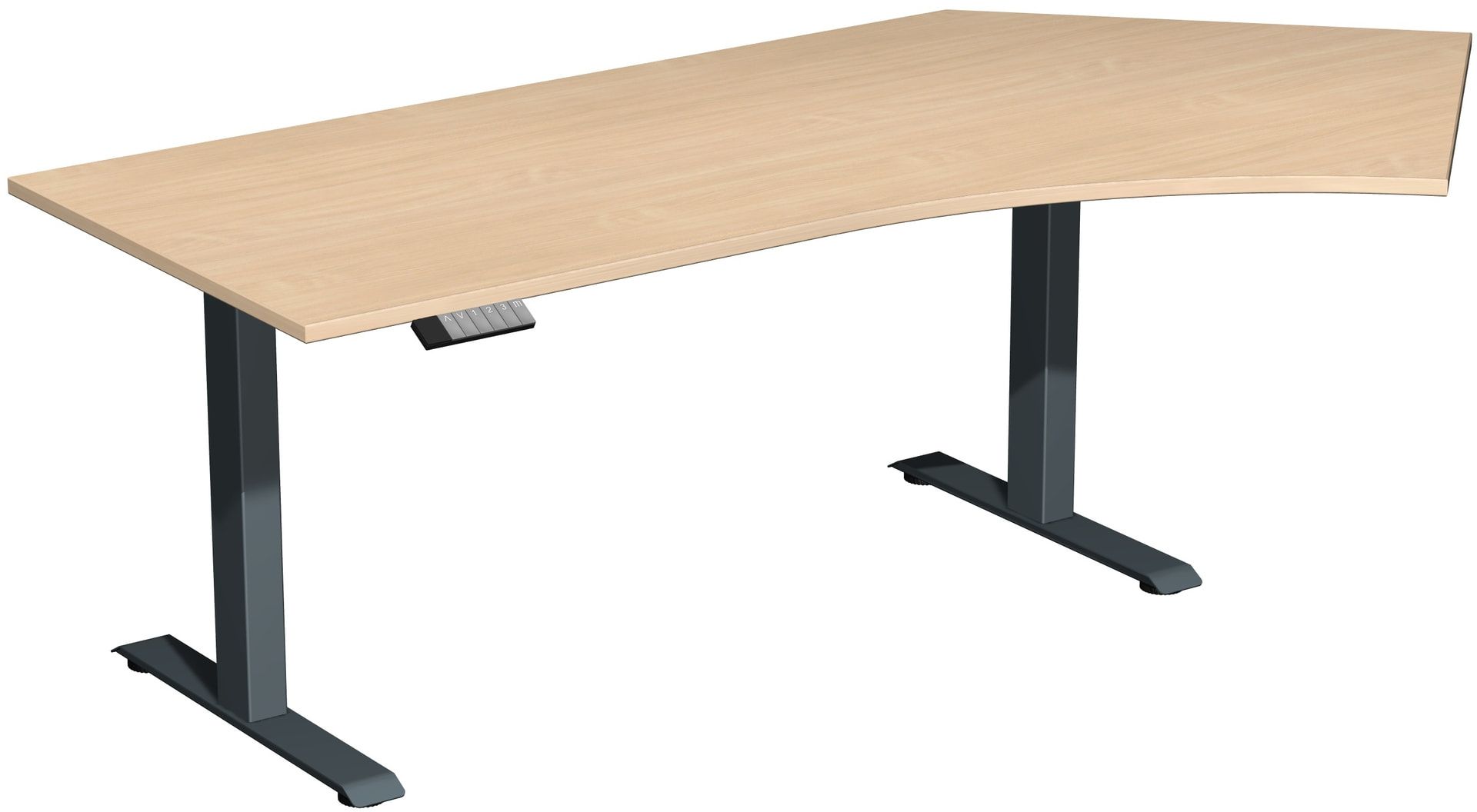 Winkelschreibtisch, Winkel rechts, Elevate Basic, elektronisch höhenverstellbar, 730 - 1.230 x 2.166 x 1.130 mm (HxBxT), Gestell anthrazit, Dekor Onyx