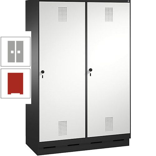 Doppel-Spind, Garderobenschrank, 2 Türen für 4 Abteile a 300 mm, Korpus anthrazitgrau, Türen anthrazitgrau, 1.800 x 1.200 x 500 mm (HxBxT)