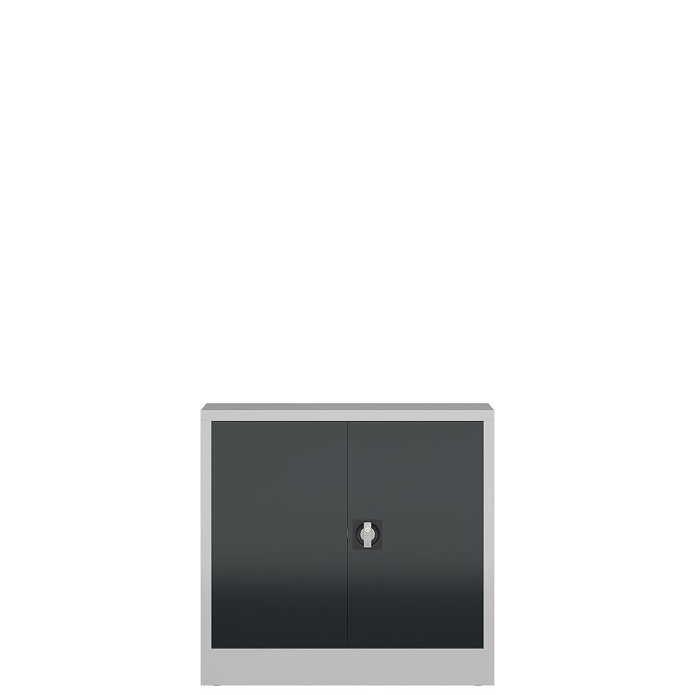 Aktenschrank, Büroschrank, abschließbar, Flügeltüren, 1 Fachboden, 750 x 800 x 380 mm (HxBxT), Stahl, Korpus und Türen lichtgrau