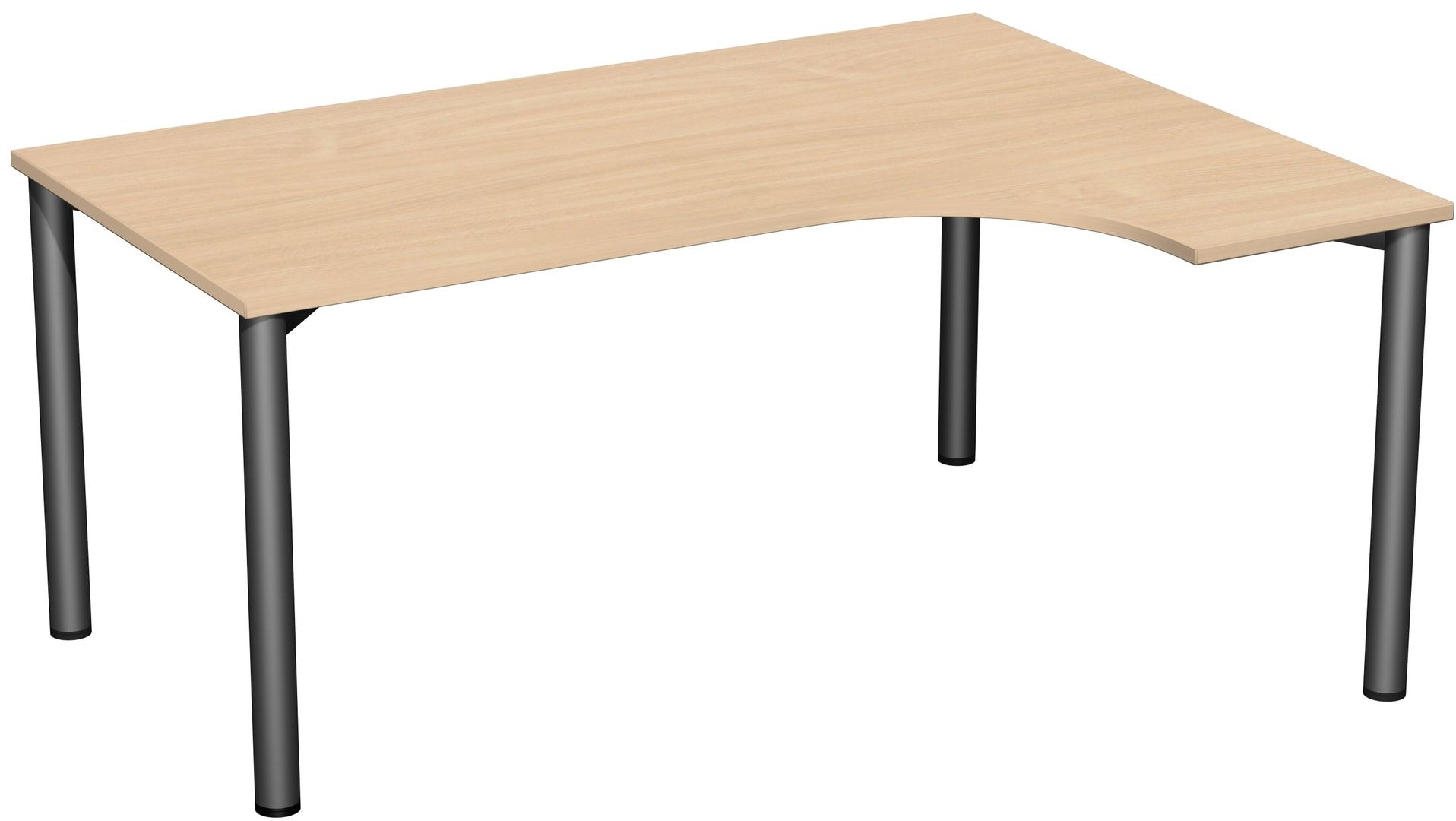 Eckschreibtisch - Ecke rechts - 4-Fuß Flex - 720 x 1.600 x 1.200 mm (HxBxT) - Gestell anthrazit - Ahorn