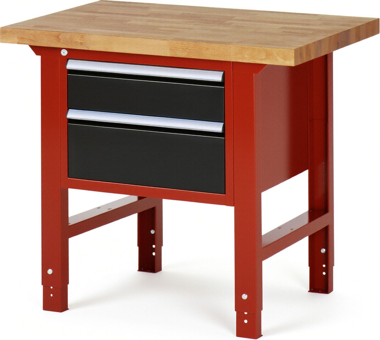 Werkbank - 2 Schubladen - Teilauszug - 150:1 / 210:1 - Höhe 790-1.140 mm - 1.000 x 700 mm (BxT) - 750 kg - Buche - Anthrazitgrau