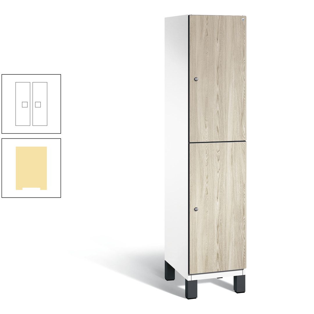 Fächerschrank, Garderobenschrank, mit Füßen, 1 Abteile, 1.980 x 400 x 525 mm (HxBxT), Korpus anthrazitgrau, Tür Donau-Ahorn